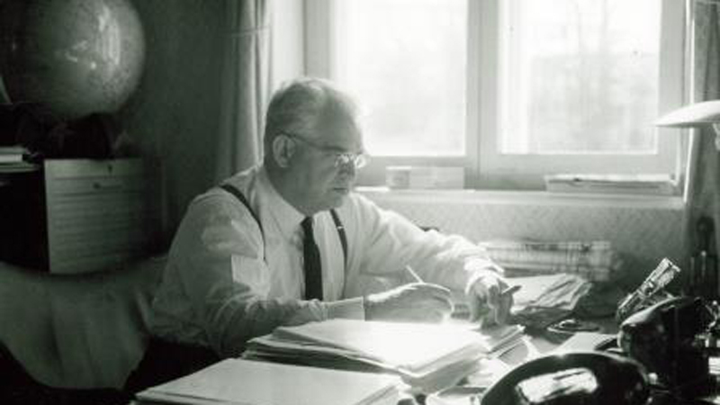 Mads Clausen in his office, 1960